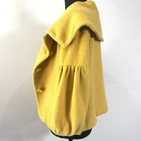 Itala Testino Luxury Baby Alpaca Wool Designer Coat Jacket Mustard Yellow Small - Picture 7 of 10
